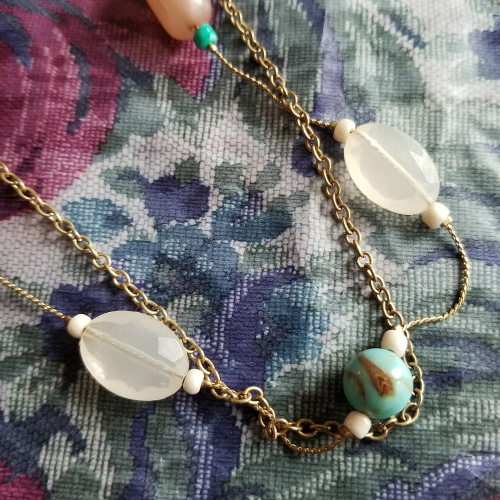 Two strand necklace with beads and chain
